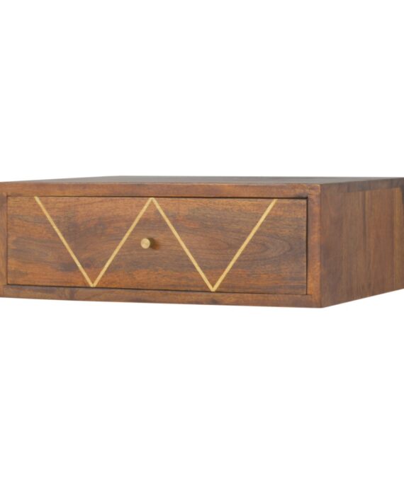 Floating Chestnut Brass Nightstand
