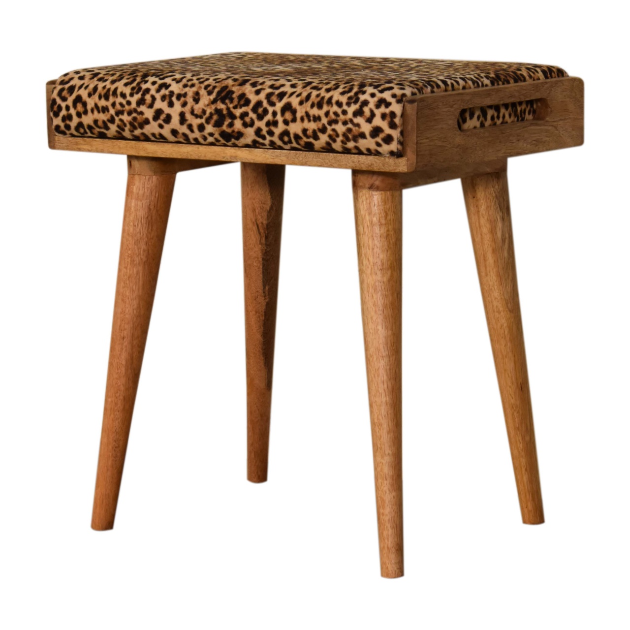 Leopard Velvet Tray Style Footstool - Image 2