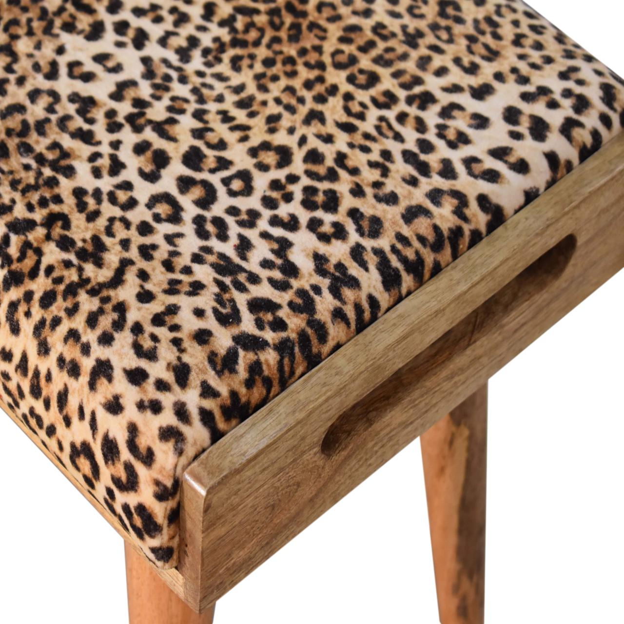 Leopard Velvet Tray Style Footstool - Image 4