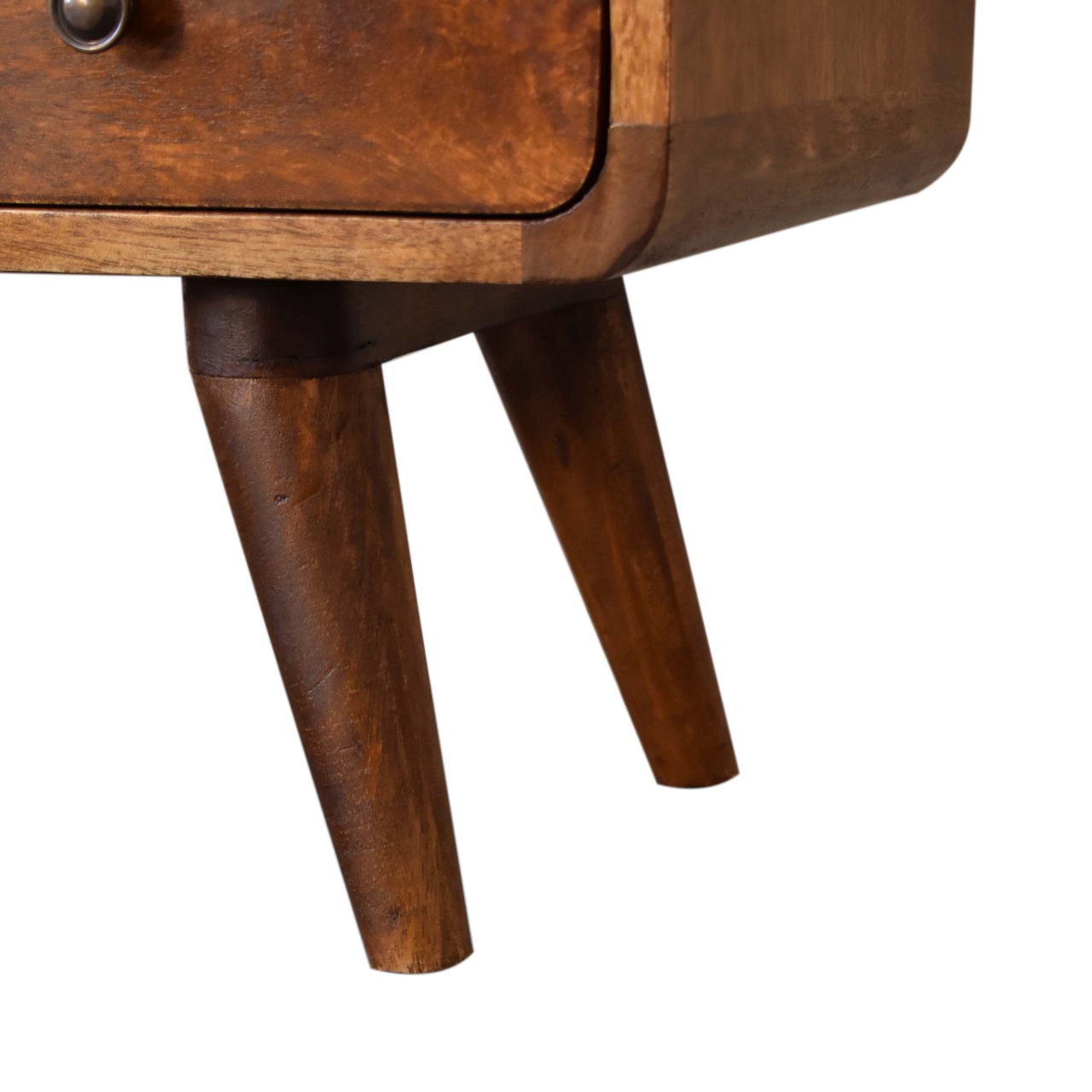 Mini Chestnut Curved Media Unit with 2 Drawers - Image 7