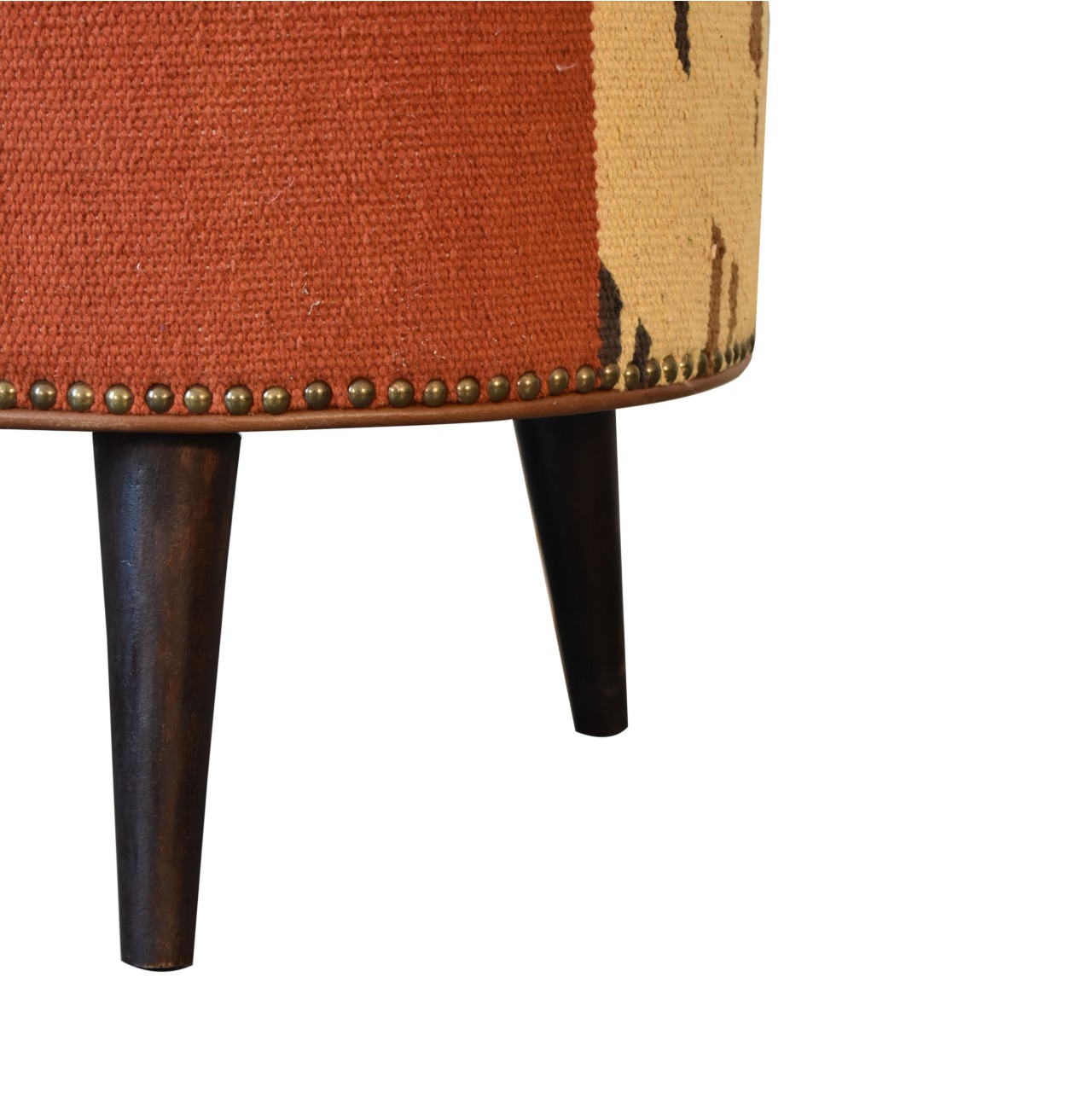 Durrie & Leather Mixed Footstool - Image 7