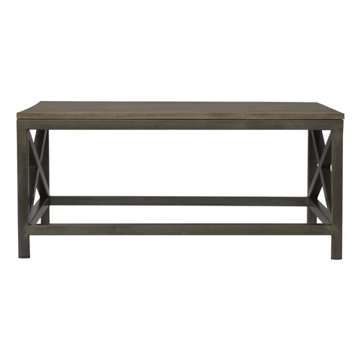 Industrial Cross Metal Oatmeal Coffee Table - Image 8
