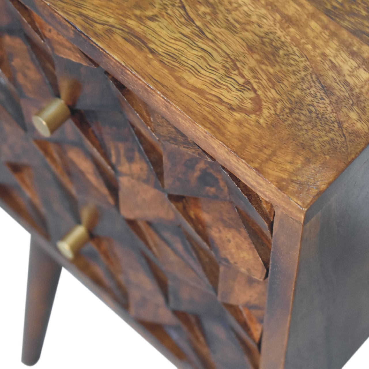 Mini Chestnut Cube 2 Drawer nightstand - Image 4