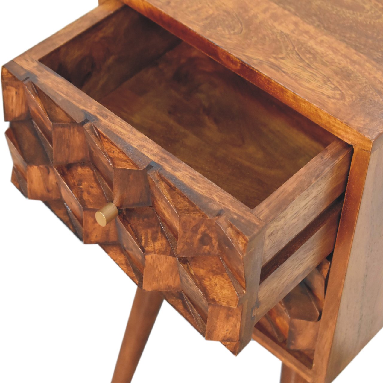 Mini Chestnut Cube 2 Drawer nightstand - Image 5