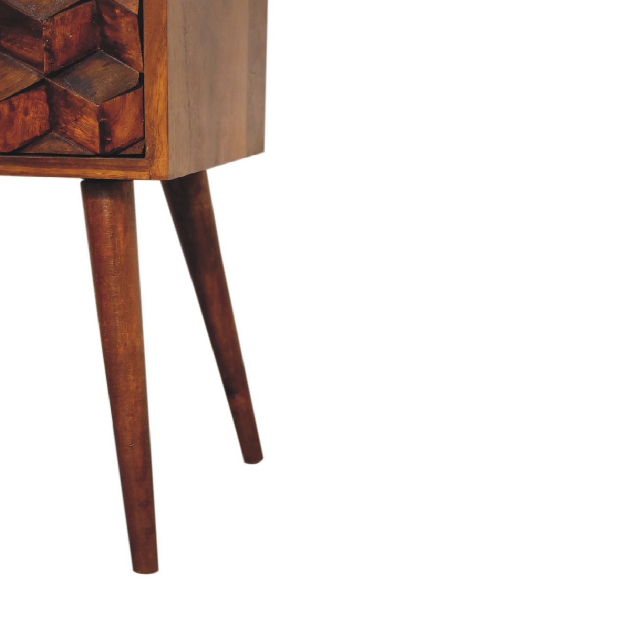 Mini Chestnut Cube 2 Drawer nightstand - Image 6