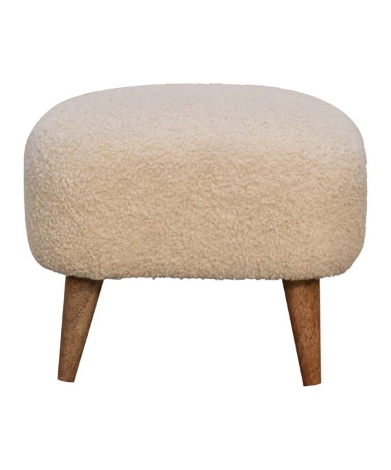 Boucle Cream Square Footstool