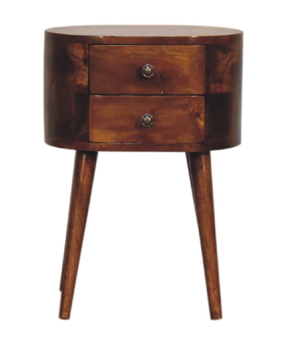 Mini Chestnut Rounded nightstand Table