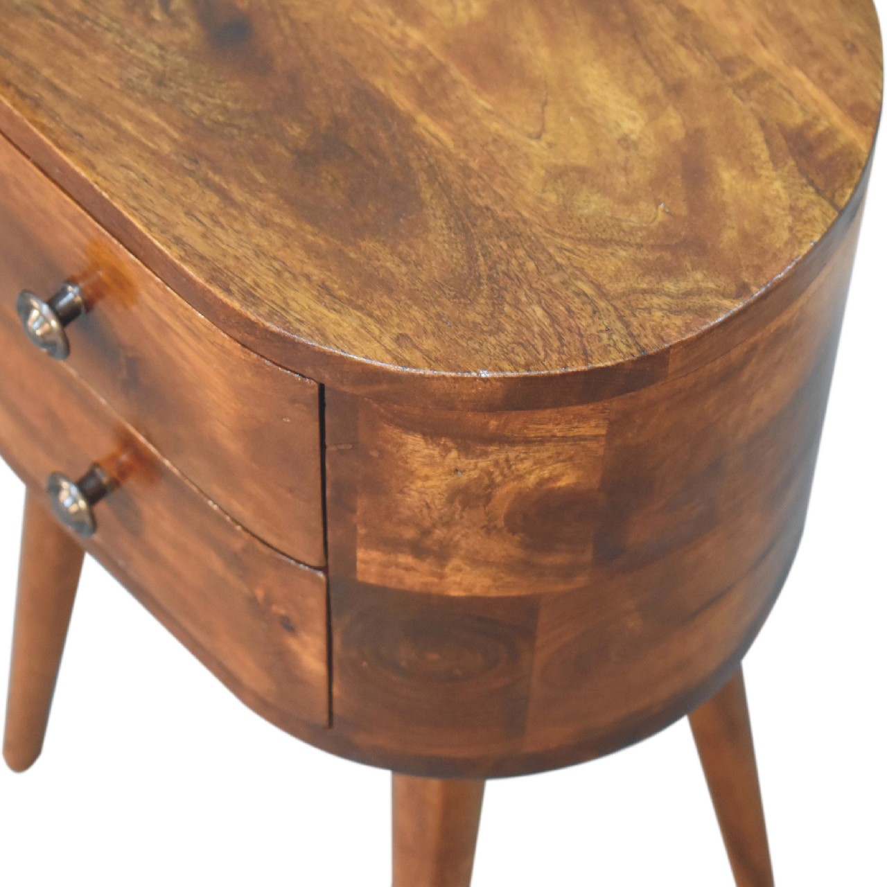 Mini Chestnut Rounded nightstand Table - Image 6