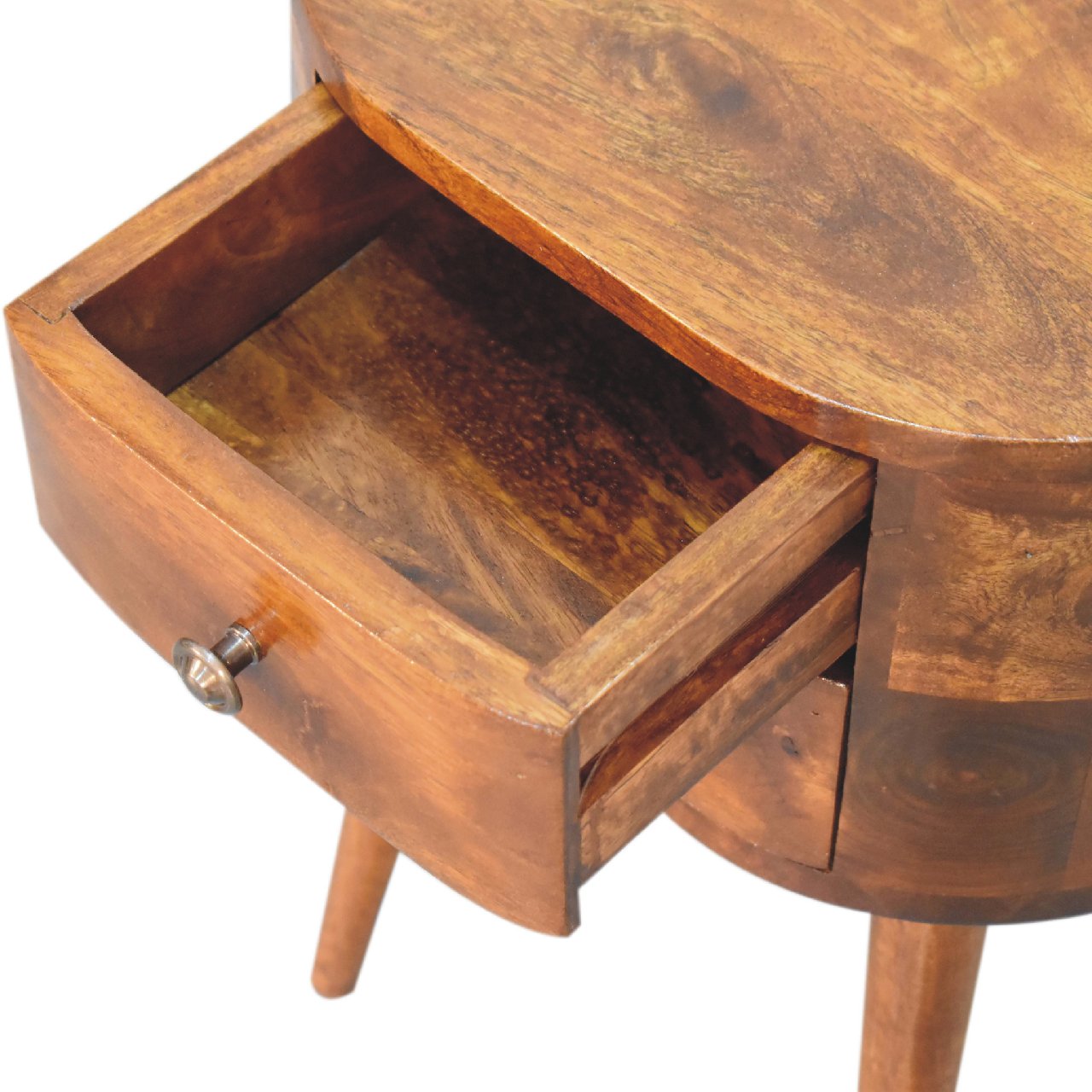 Mini Chestnut Rounded nightstand Table - Image 8