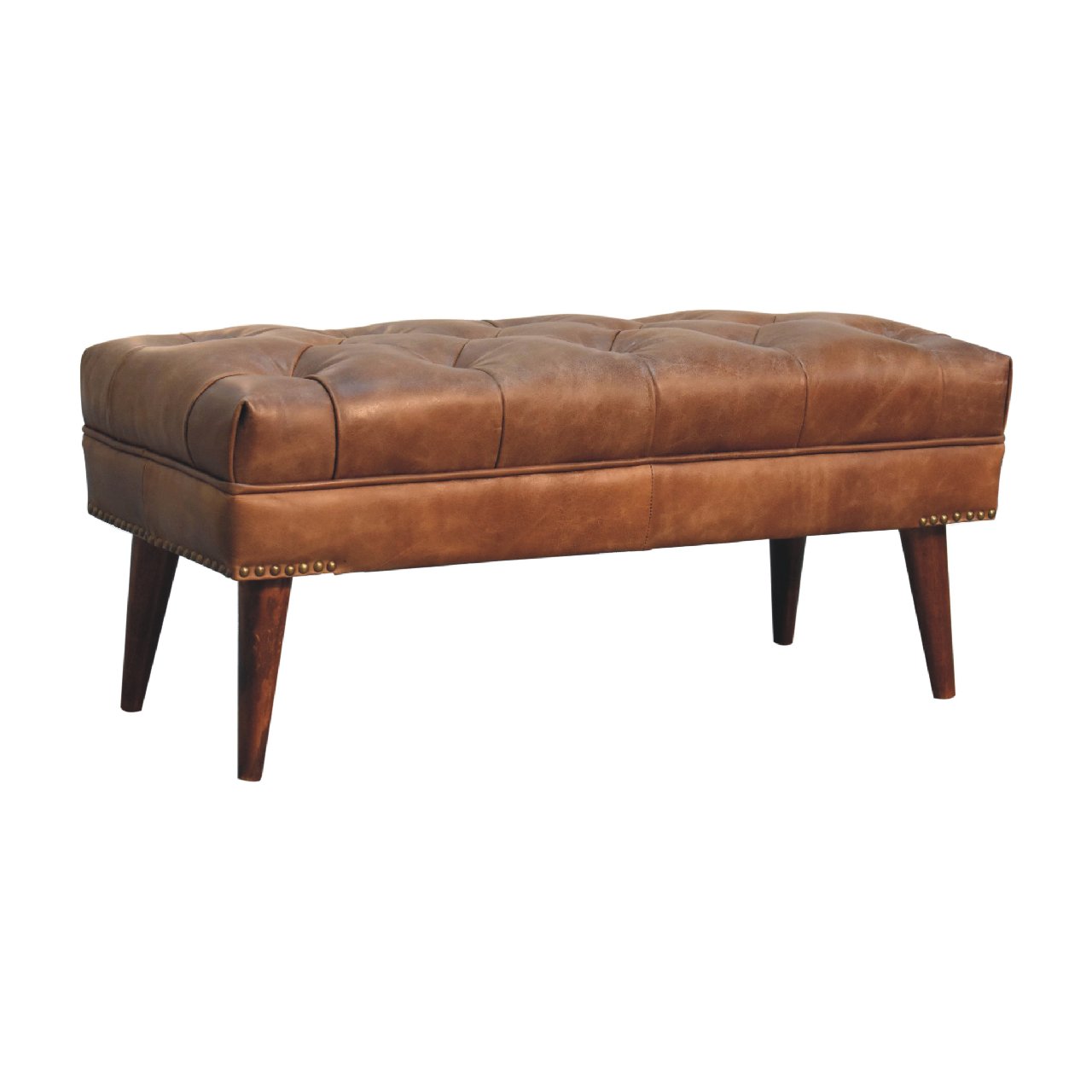 Harbour Brown Leather Bench - Image 3