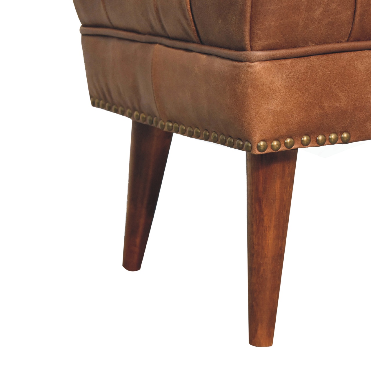 Harbour Brown Leather Bench - Image 7