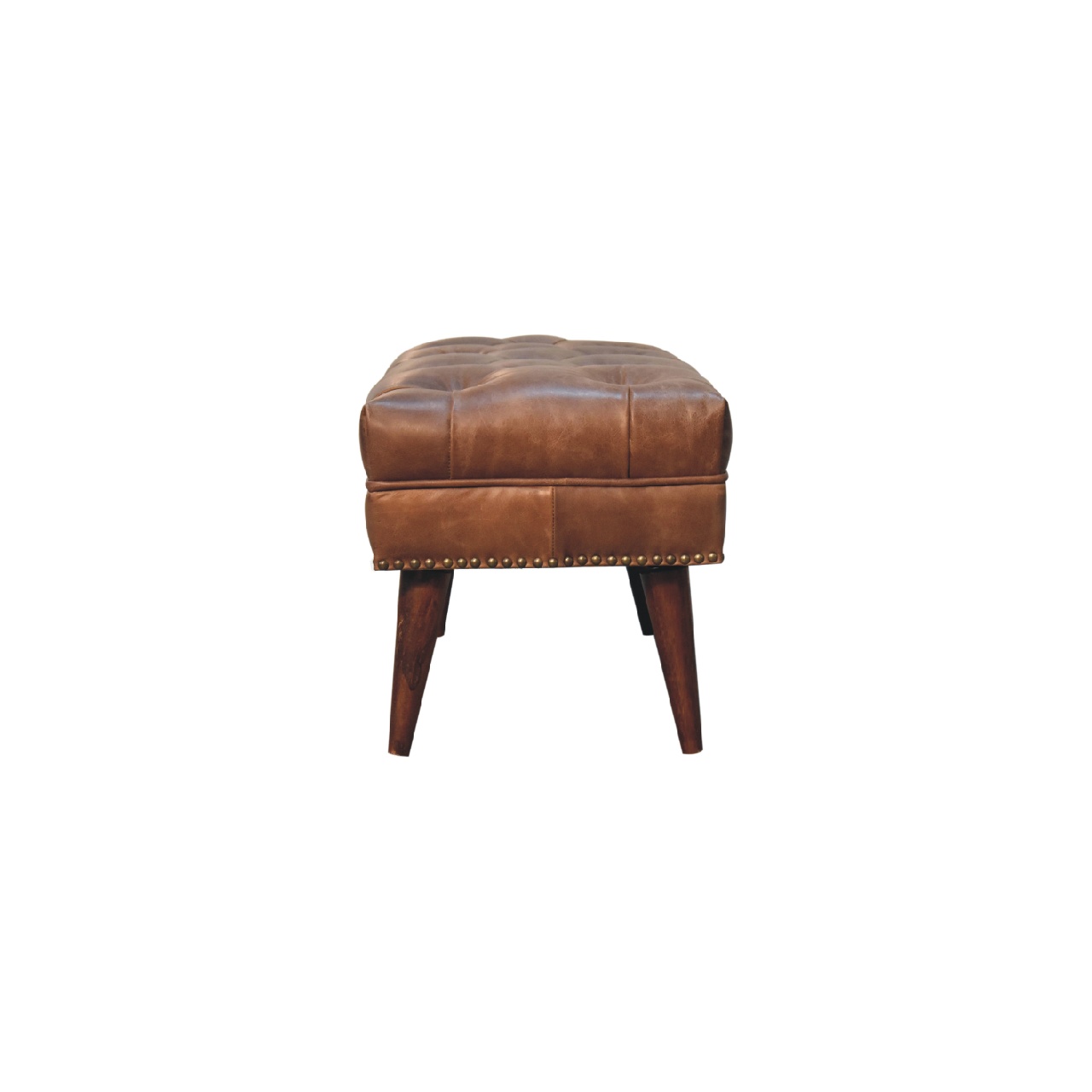 Harbour Brown Leather Bench - Image 8