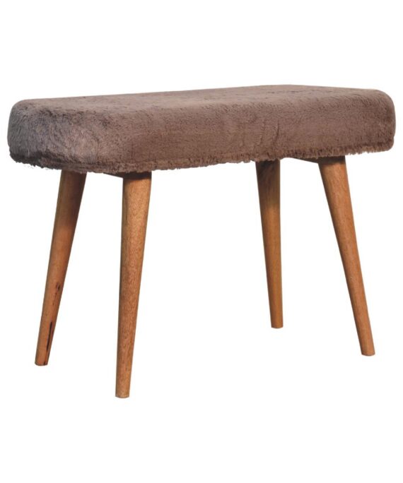 Mocha Faux Fur Fabric Bench