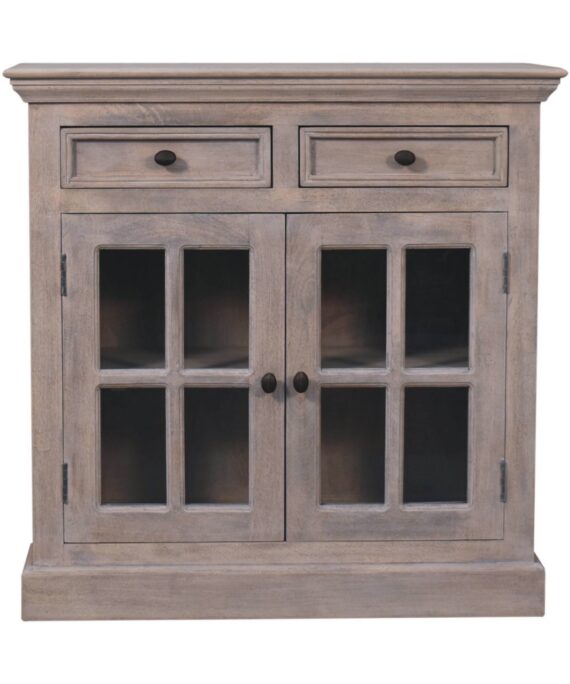 Stone Finish Cabinet with Glazed Doors