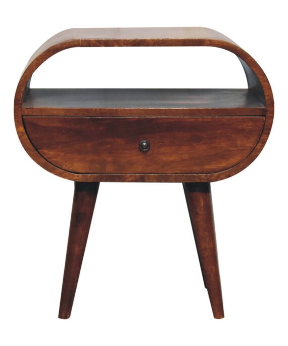 Large Chestnut Circular Open Bedside