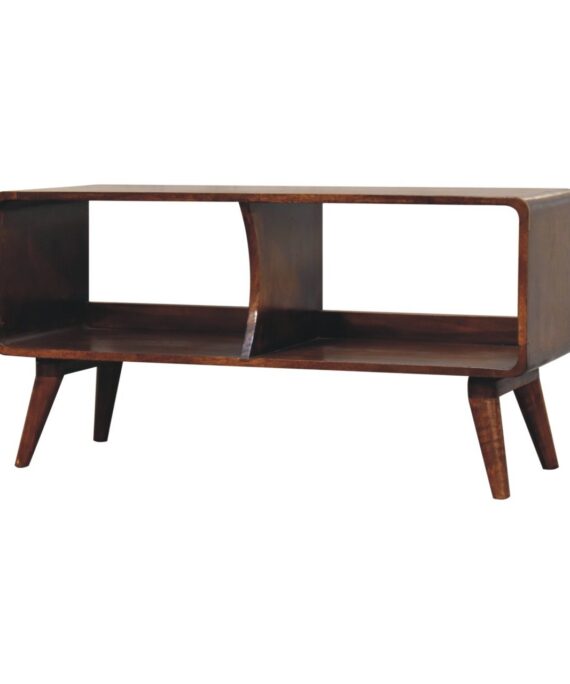 Curved Chestnut Double Slot Media Unit