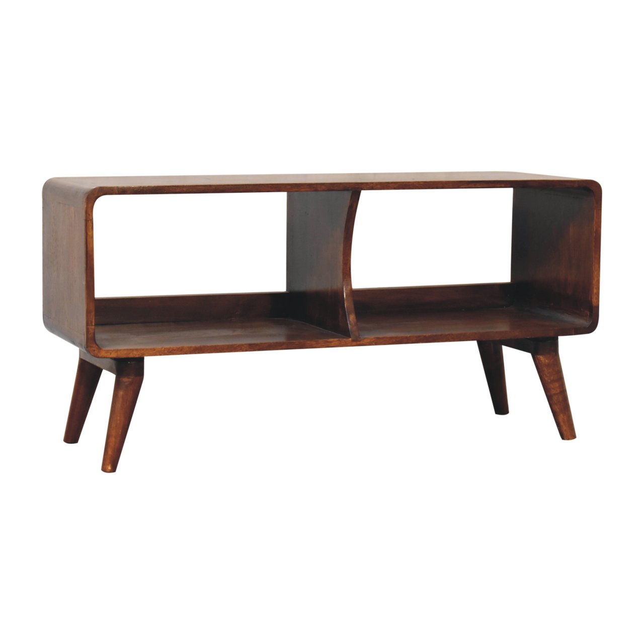 Curved Chestnut Double Slot Media Unit - Image 2