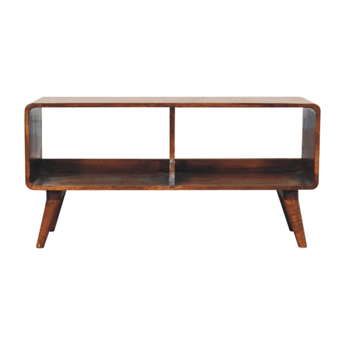 Curved Chestnut Double Slot Media Unit - Image 8