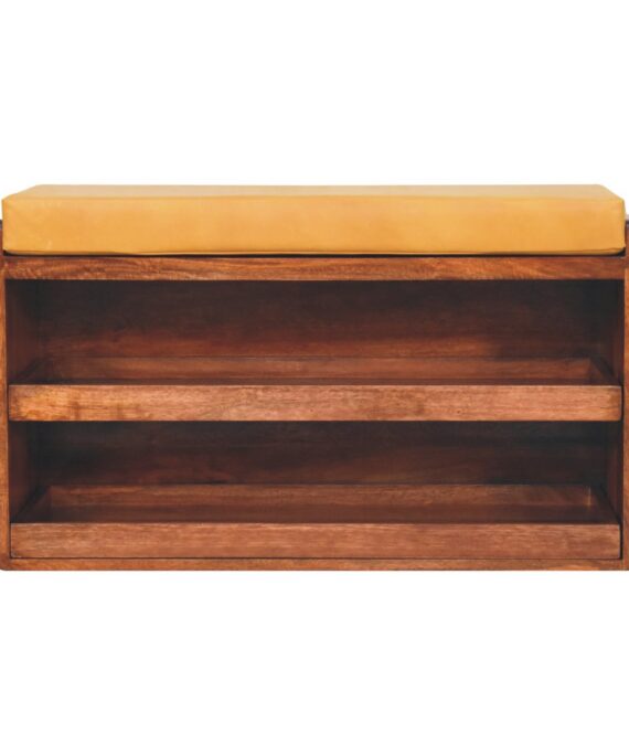 Buffalo Hide Pull out Honey Caramel Shoe Storage Bench