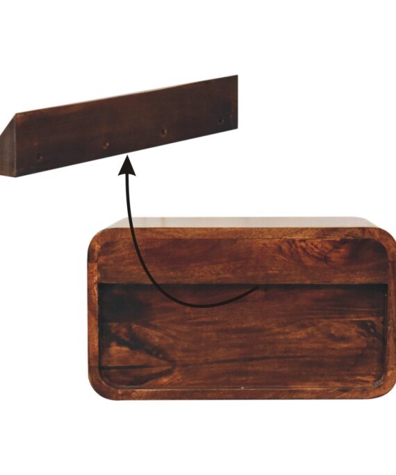Curved California Walnut Wall Mounted Bedside