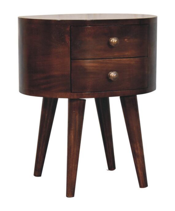 California Walnut Rounded Bedside Table