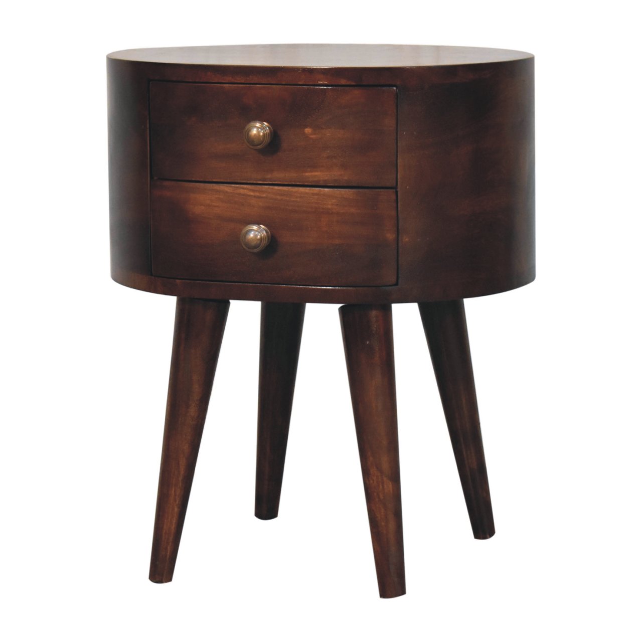 California Walnut Rounded Bedside Table - Image 2