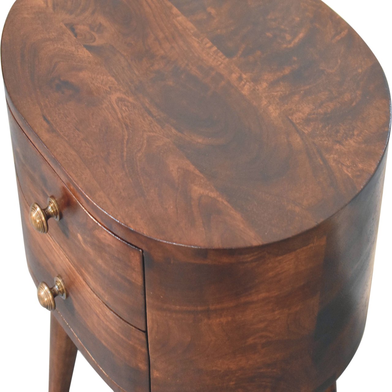 California Walnut Rounded Bedside Table - Image 4