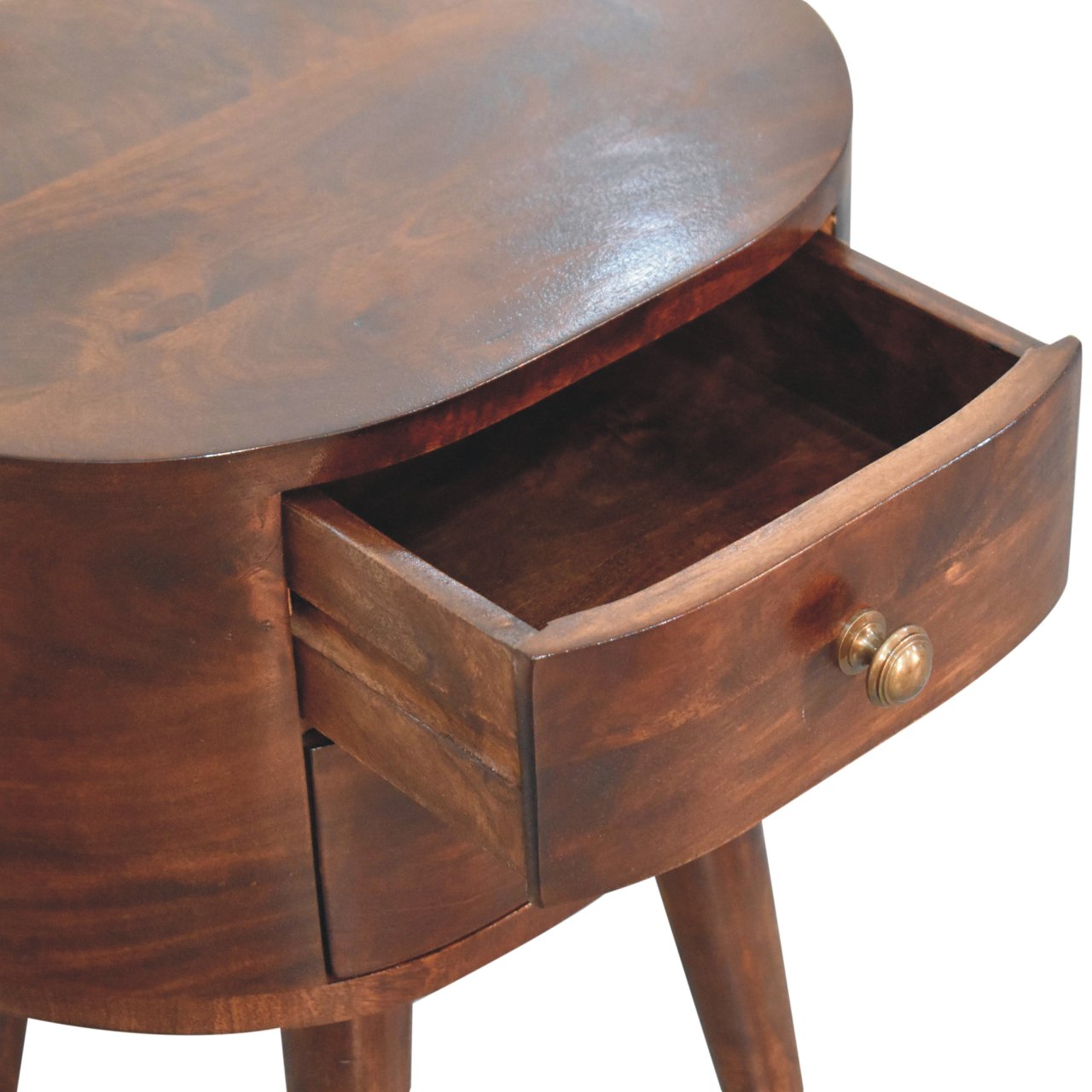 California Walnut Rounded Bedside Table - Image 5