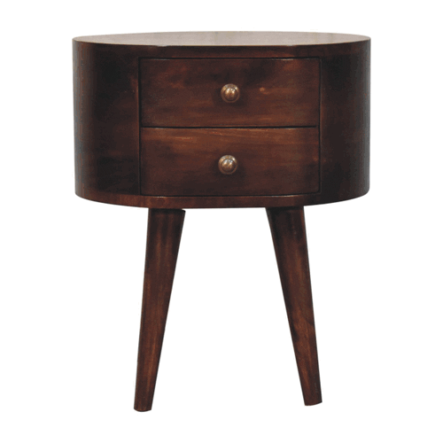 California Walnut Rounded Bedside Table - Image 8