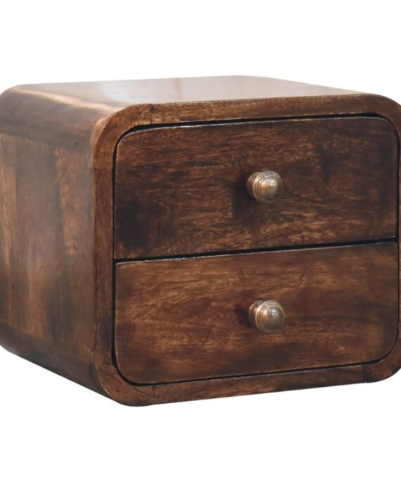 Mini Curved California Walnut Wall Mounted Bedside