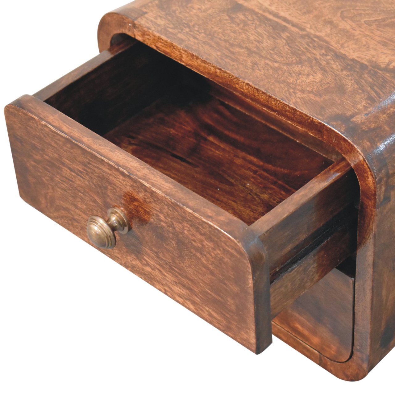 Mini Curved California Walnut Wall Mounted Bedside – Bild 5