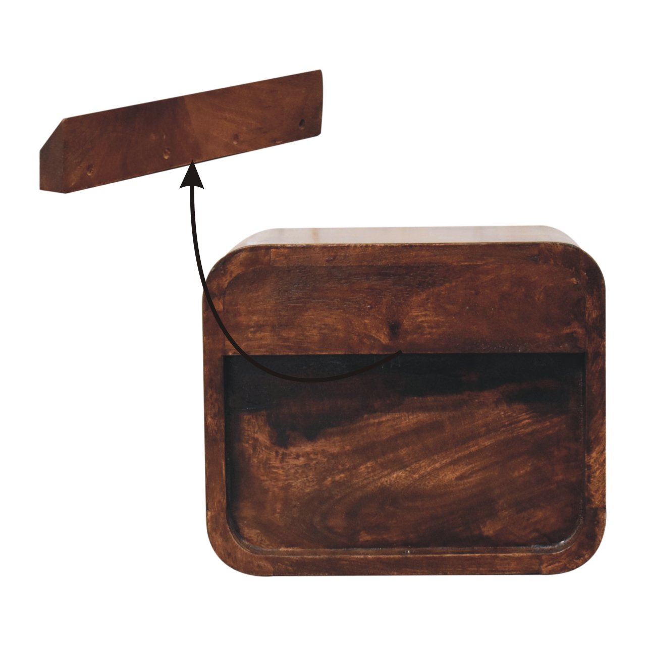 Mini Curved California Walnut Wall Mounted Bedside – Bild 8