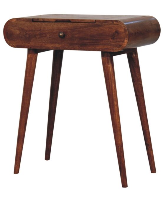 Mini Honey Caramel Dressing Table with Foldable Mirror