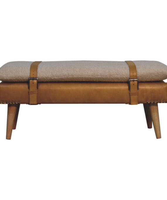 Bouclé Buffalo Hide Bench