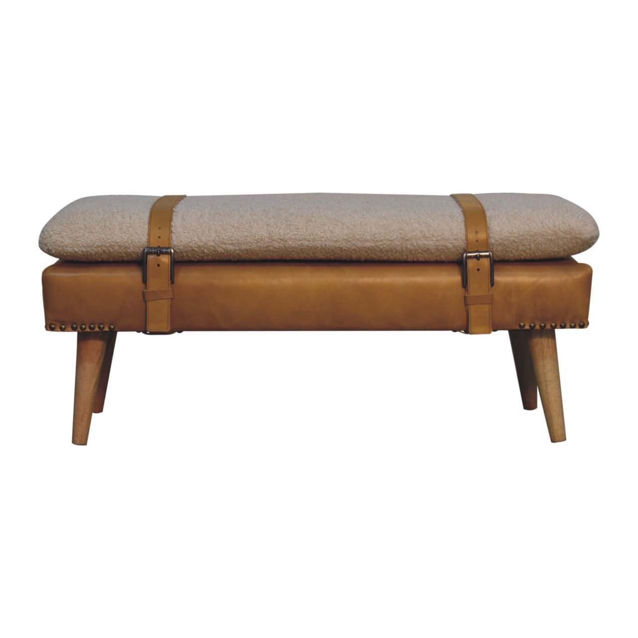 Bouclé Buffalo Hide Bench