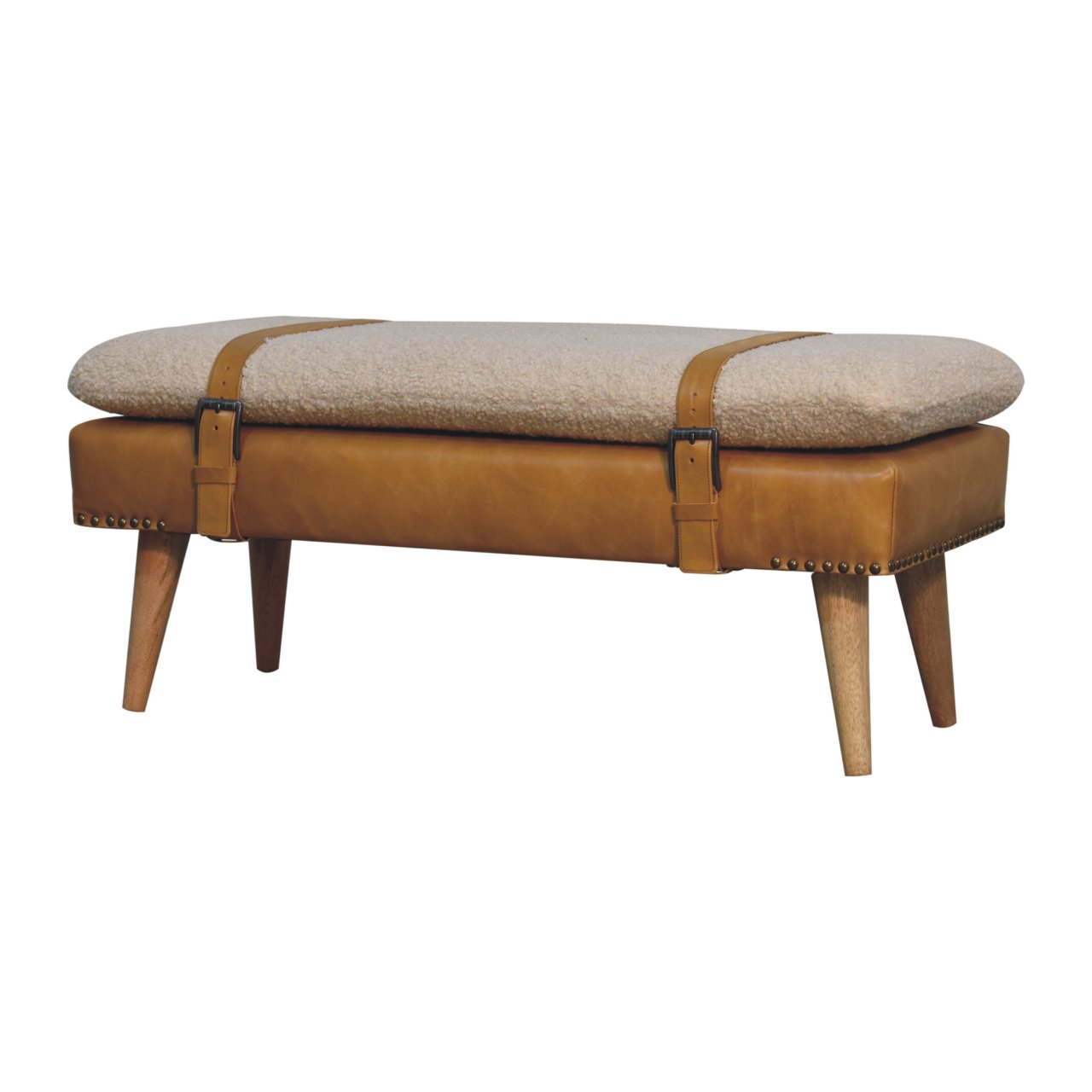 Bouclé Buffalo Hide Bench - Image 2