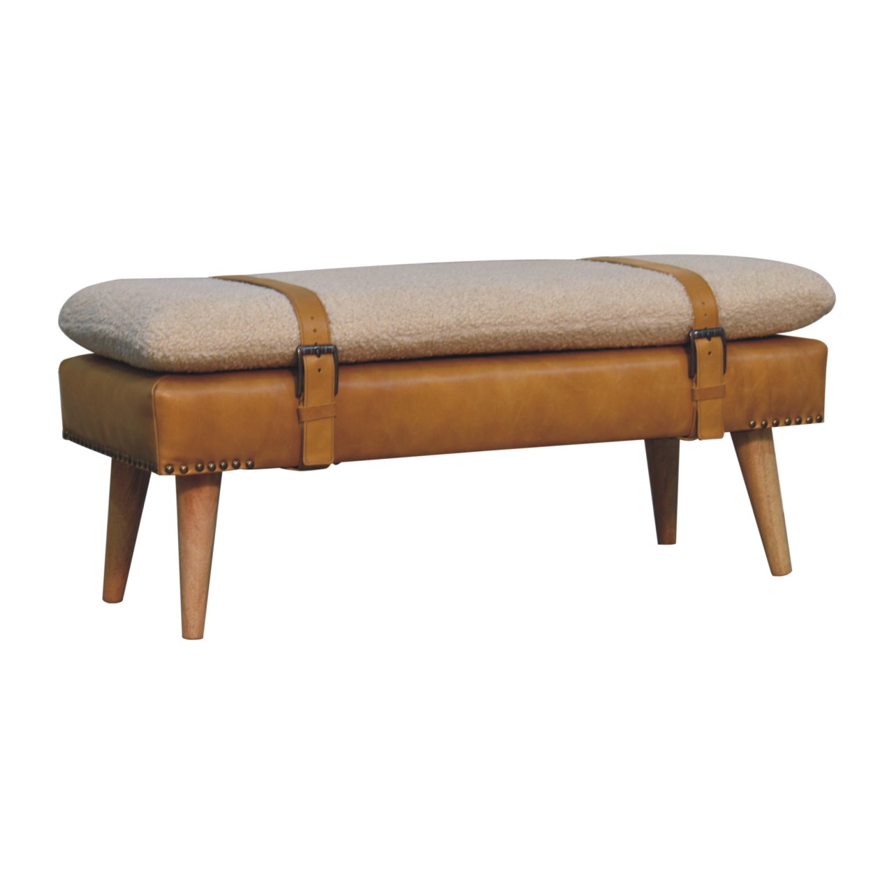 Bouclé Buffalo Hide Bench - Image 3