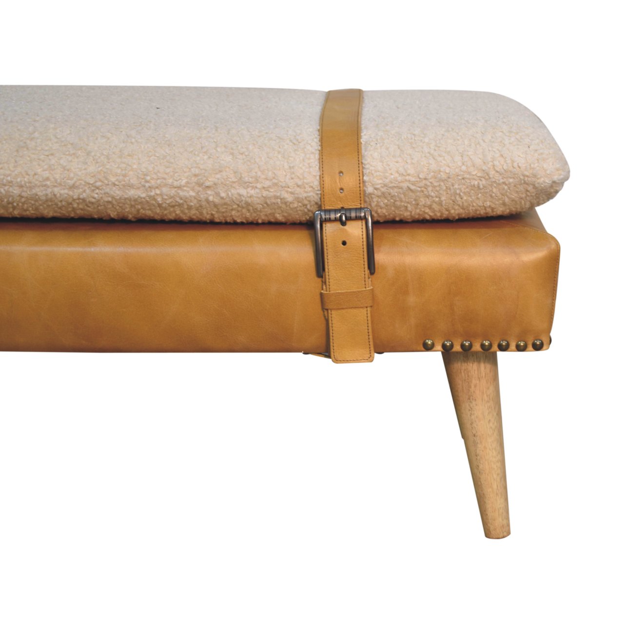 Bouclé Buffalo Hide Bench - Image 4