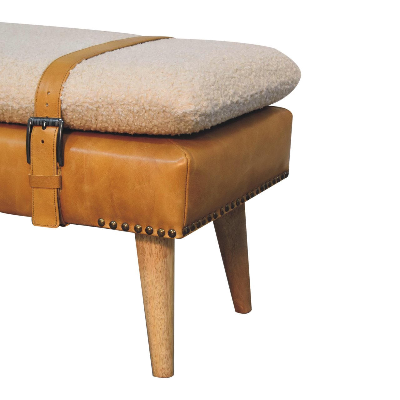 Bouclé Buffalo Hide Bench - Image 5