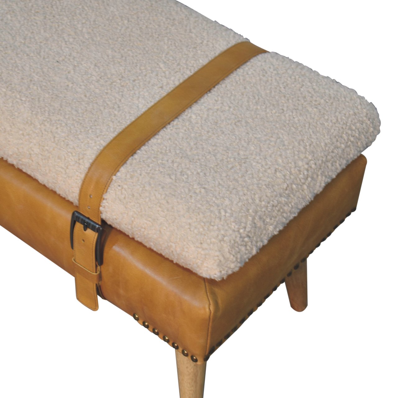 Bouclé Buffalo Hide Bench - Image 6