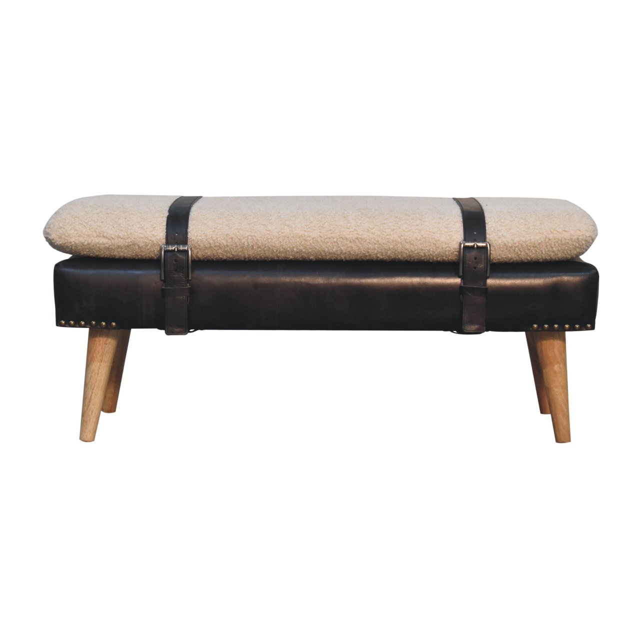 Bouclé Buffalo Hide Bench - Image 9