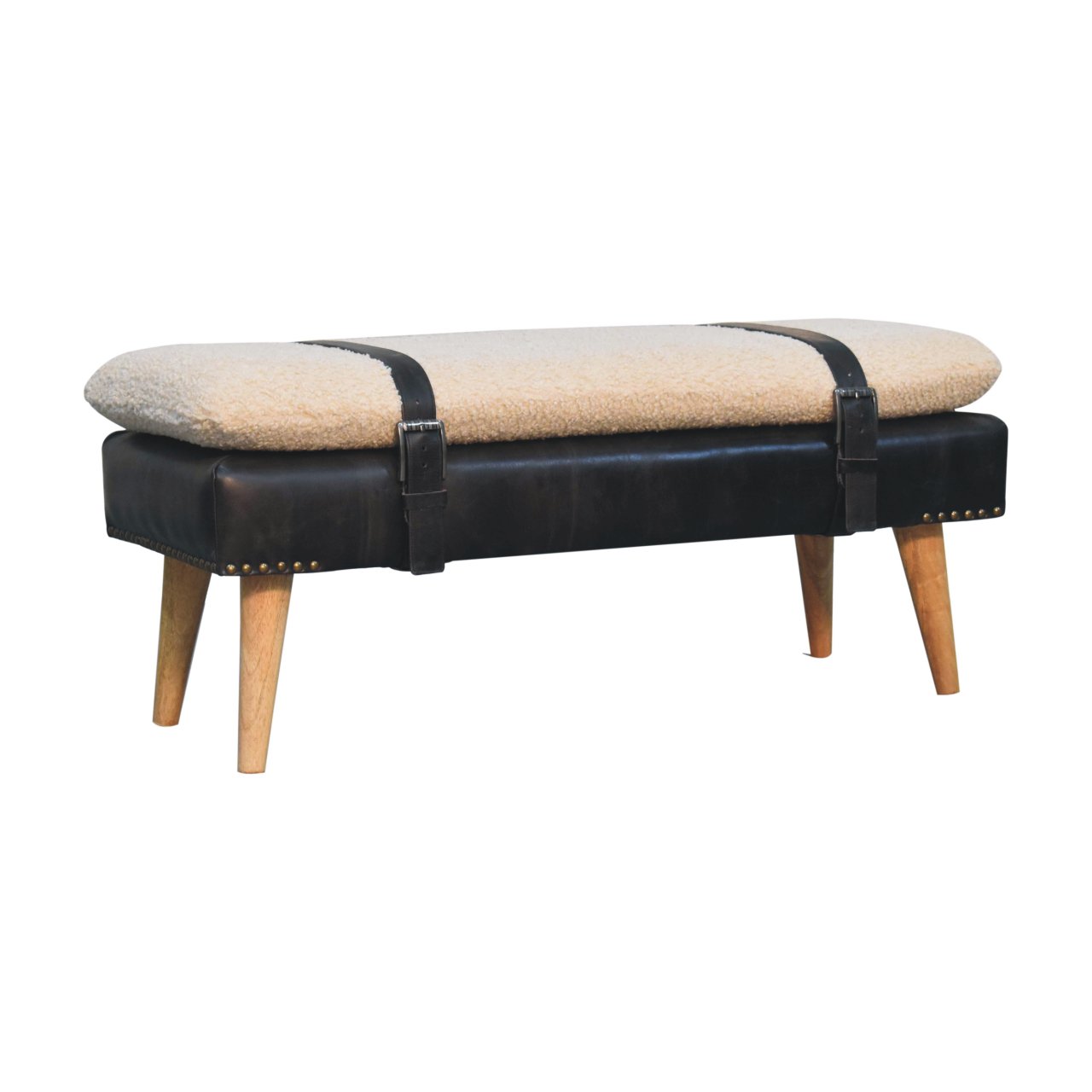Bouclé Buffalo Hide Bench - Image 10