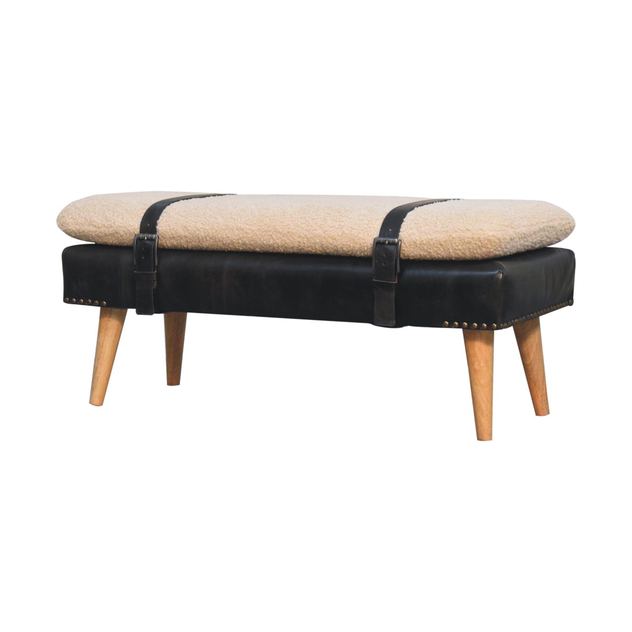 Bouclé Buffalo Hide Bench - Image 11