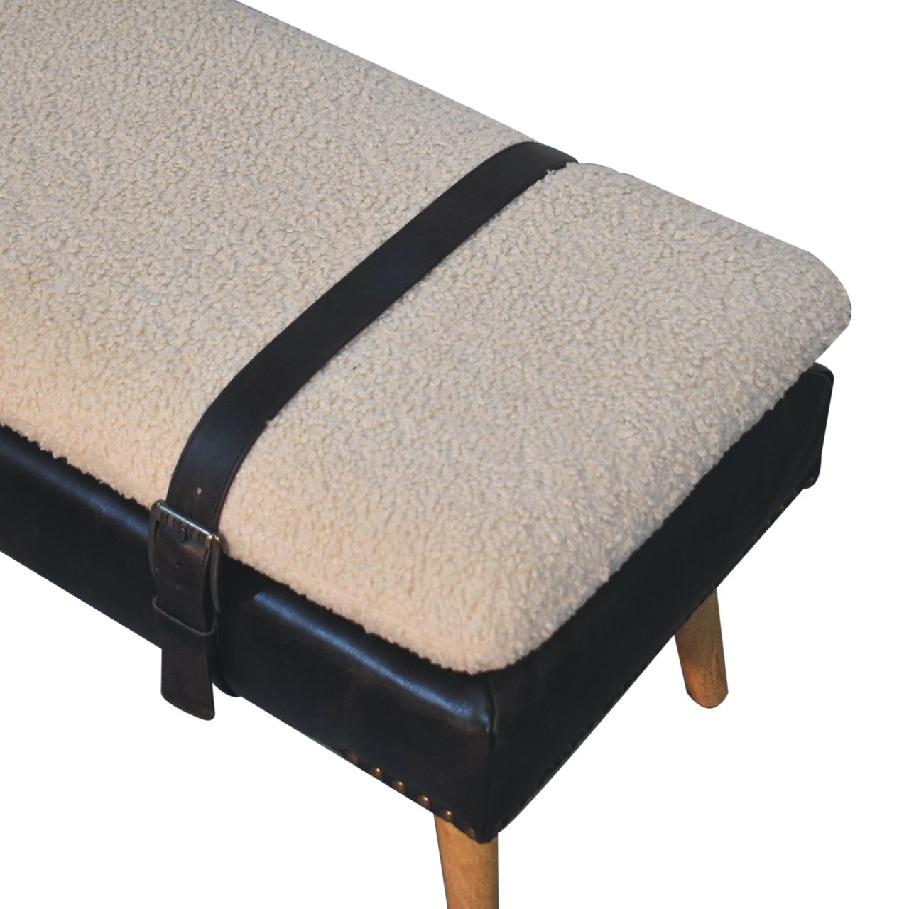 Bouclé Buffalo Hide Bench - Image 13