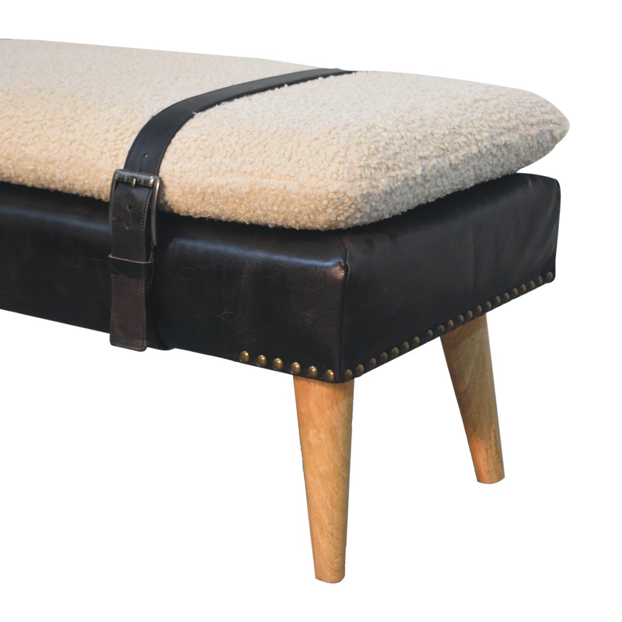 Bouclé Buffalo Hide Bench - Image 14