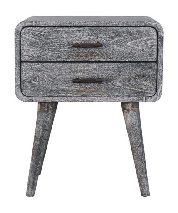 Sandblasted Ash Curved Bedside