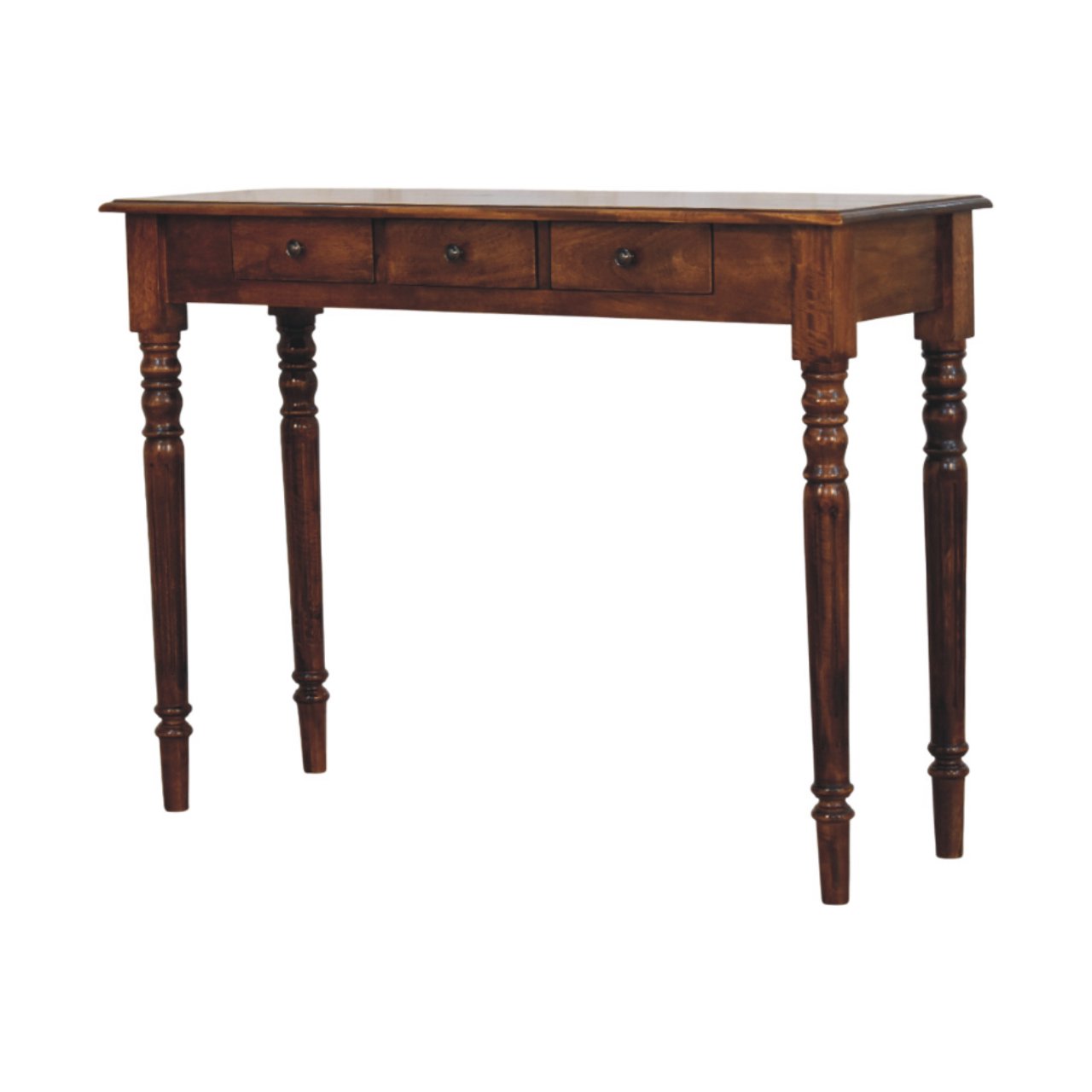 Turned Legs 3 Drawer Chestnut Console - Image 2