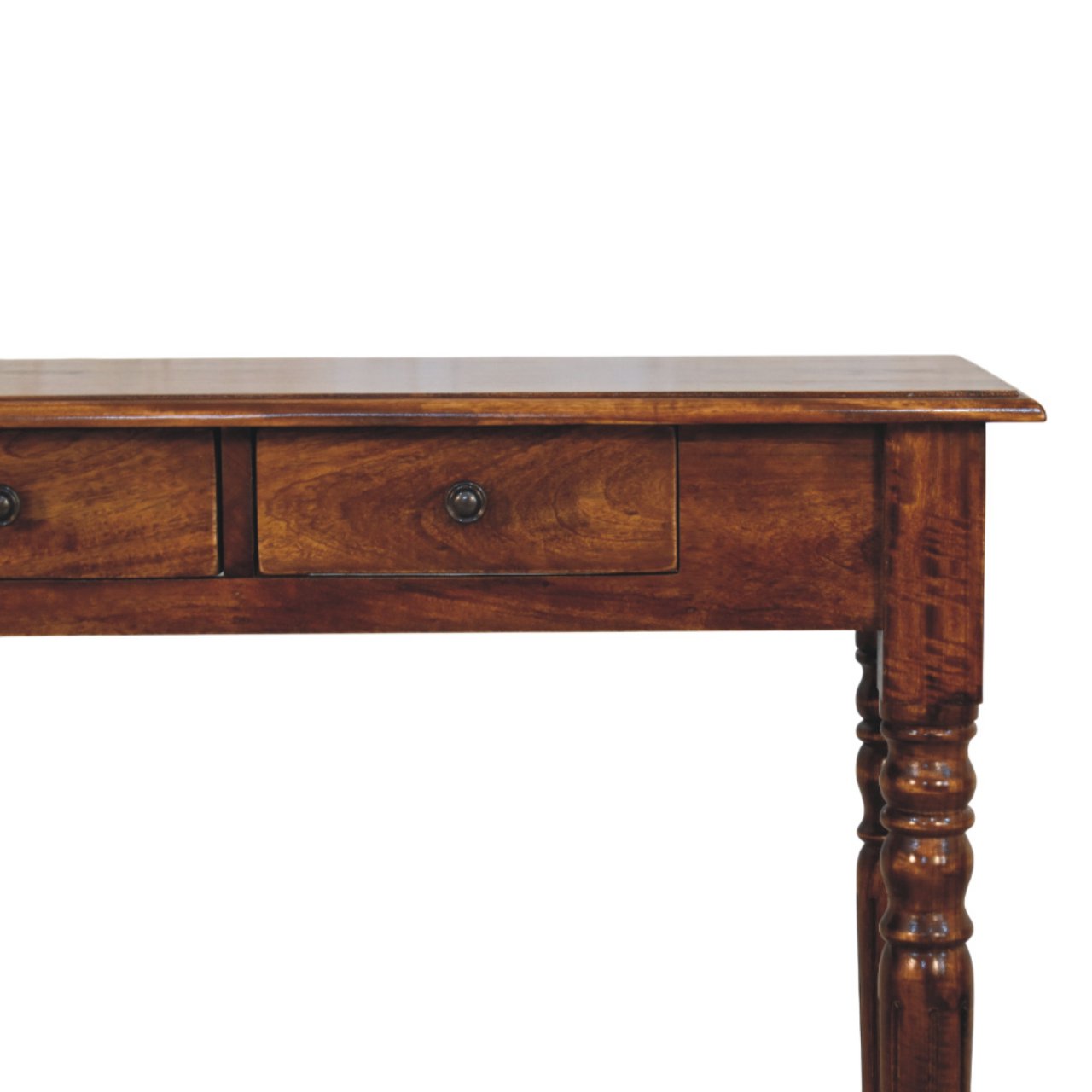 Turned Legs 3 Drawer Chestnut Console - Image 3