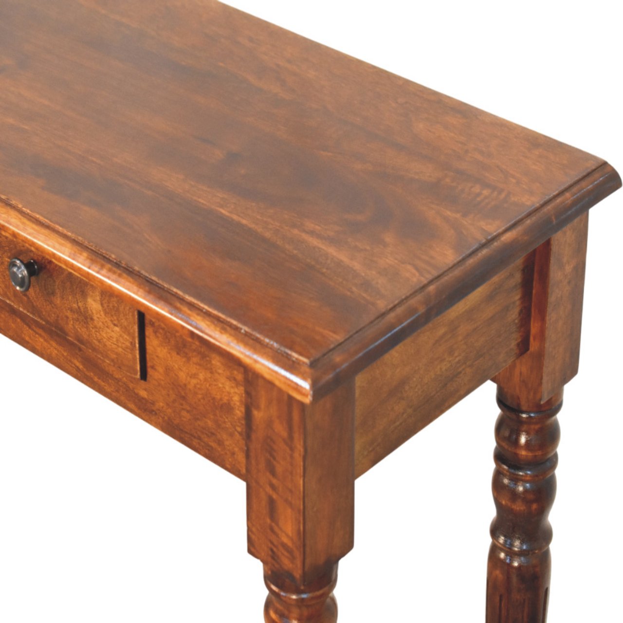 Turned Legs 3 Drawer Chestnut Console - Image 4