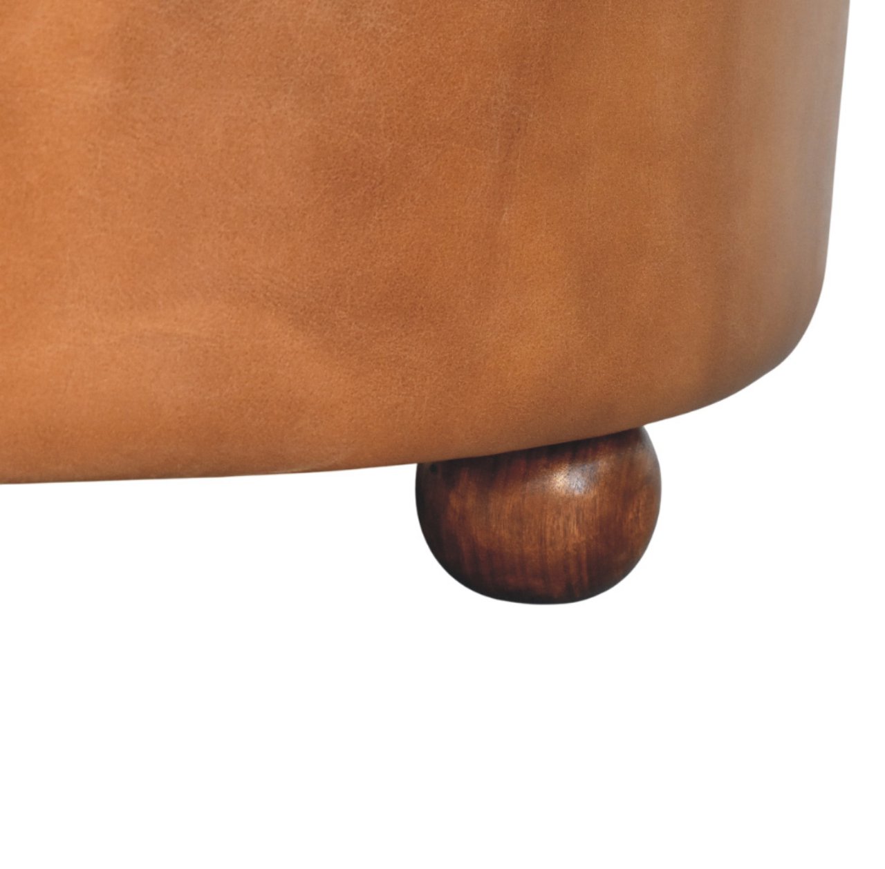 Brown Buffalo hide leather Round Ottoman - Image 7